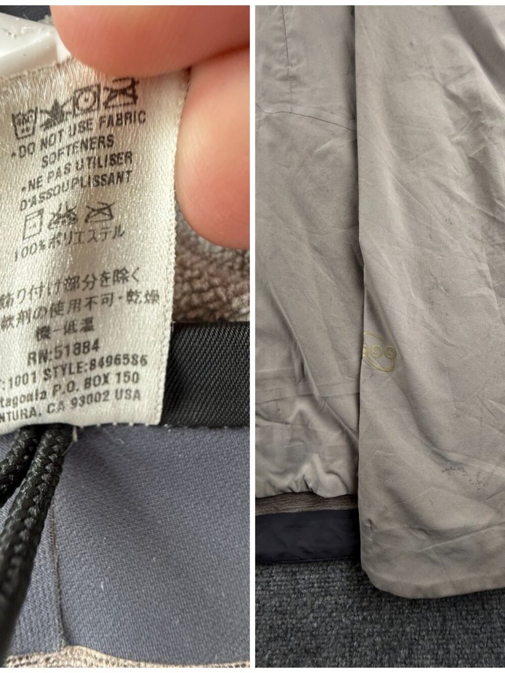 Patagonia CSS Men Jacket Gray Full Zip Large Chest Pocket Windbreaker Adult - Picture 13 of 16
